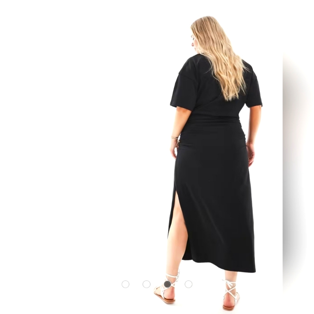 ASOS DESIGN Curve Crew Neck T-Shirt Dress w/ Ruched Side